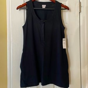NWT!  Black tank top with silver snaps detail and pockets
